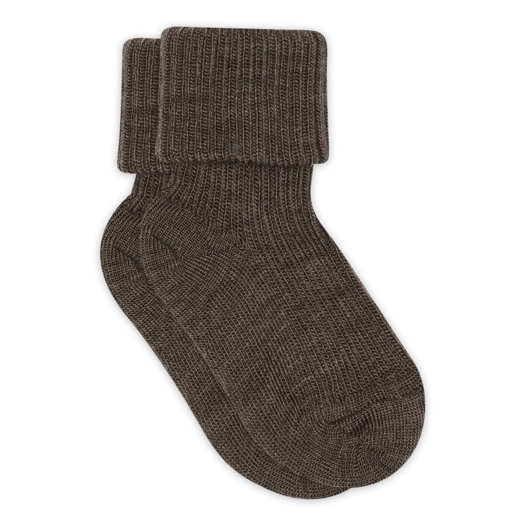MP Denmark | Wool rib baby socks | Brown Melange