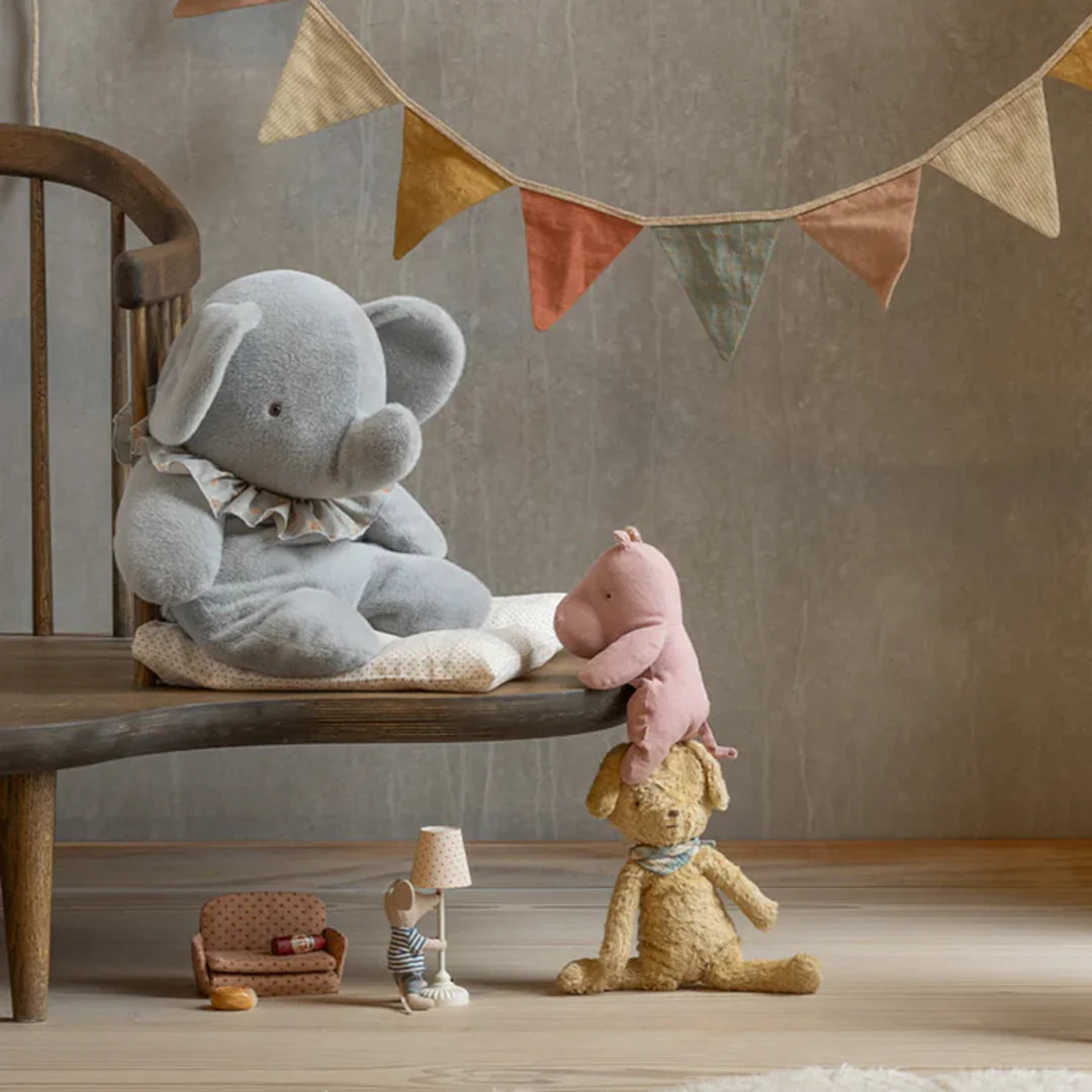 Maileg | Elephant plush, Big - Blue/grey