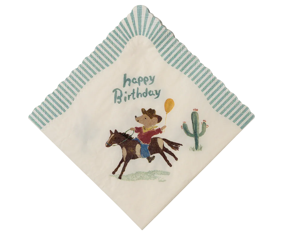 Maileg - Servetten, Happy birthday - Cowboy