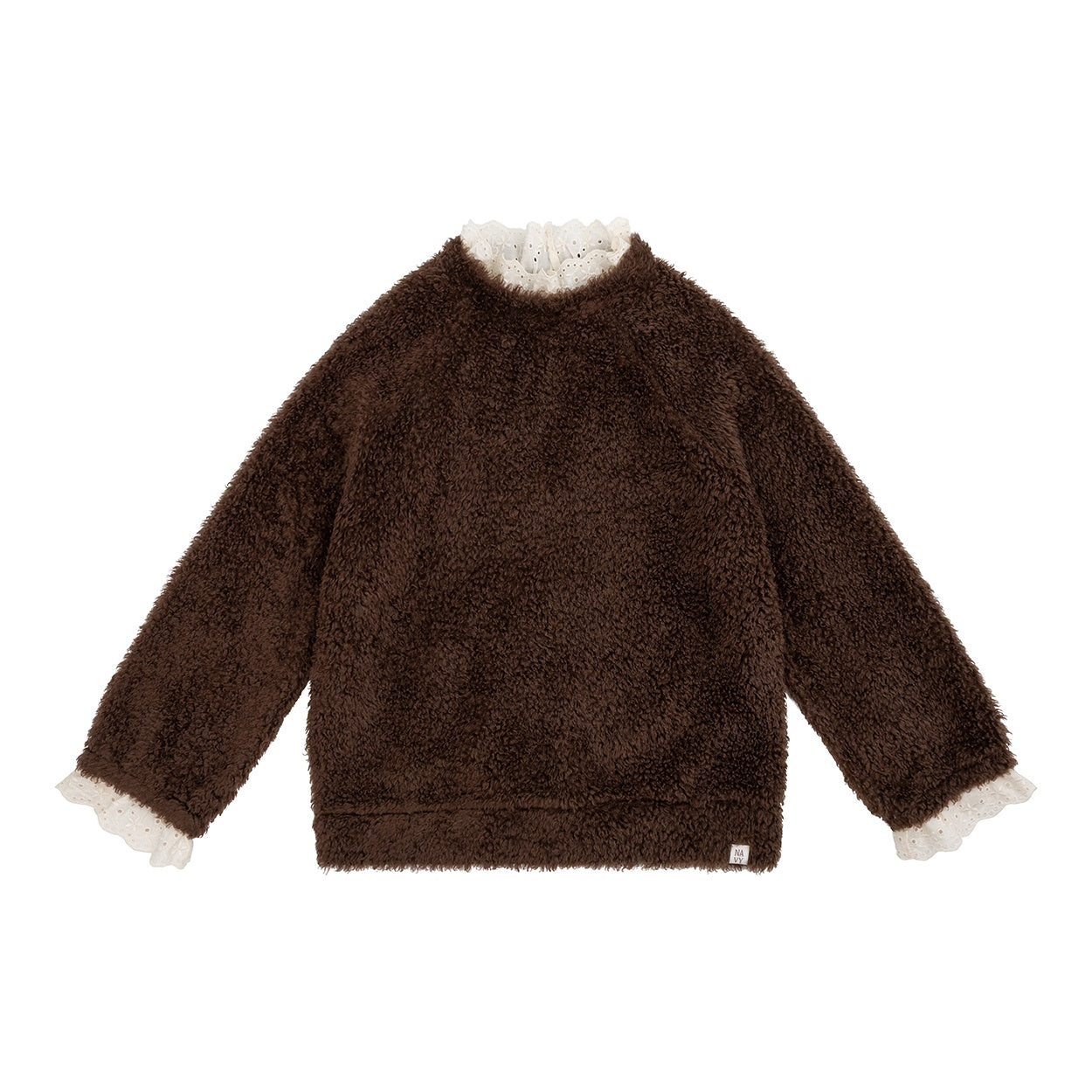 Navy Natural | Jackie broderie sweater | Brown teddy