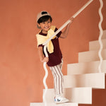 Navy Natural | Mex pants burgundy stripe