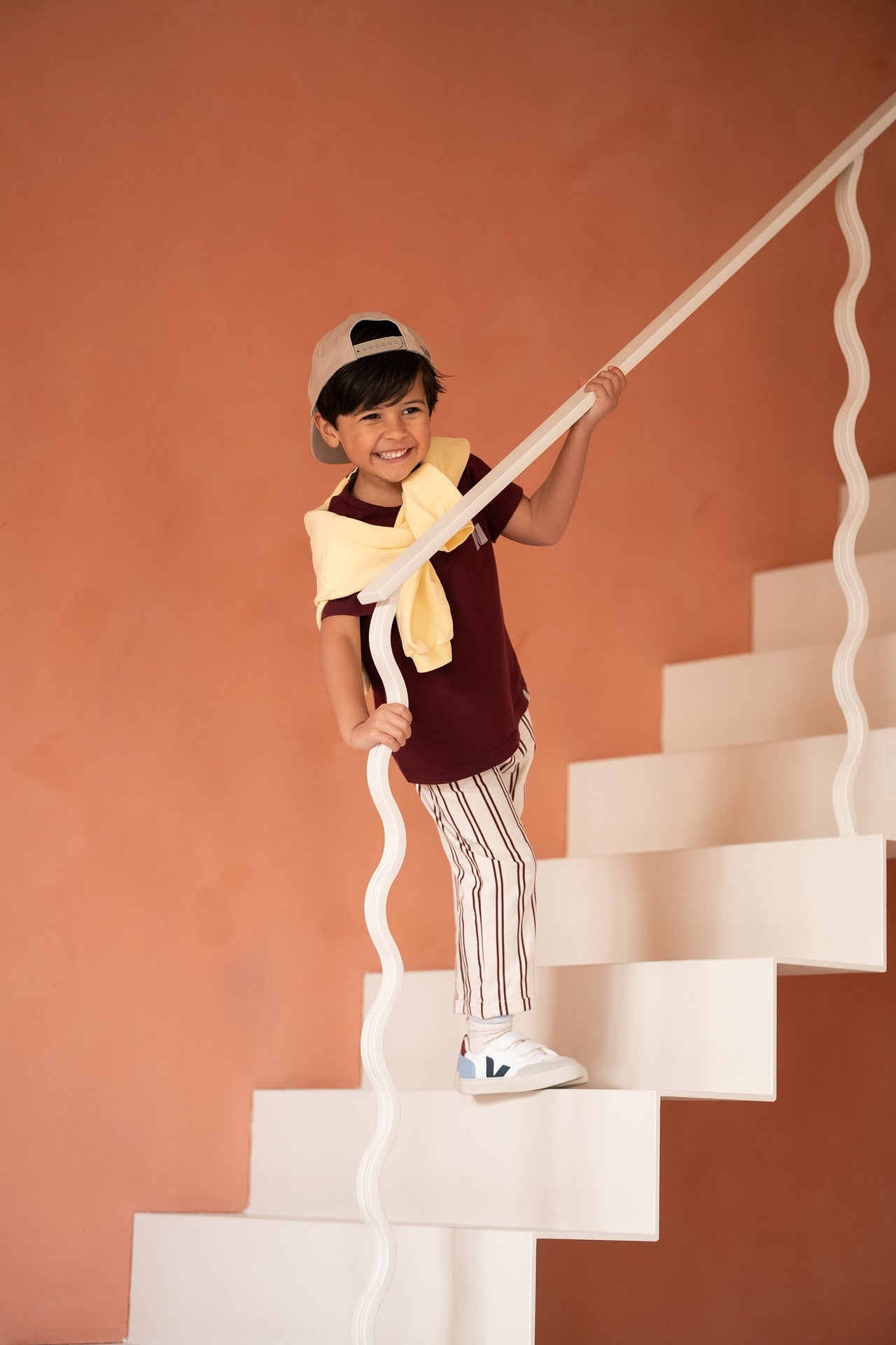 Navy Natural | Mex pants burgundy stripe