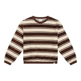 Navy Natural | Oversized sweater bath terry stripe | Dark brown