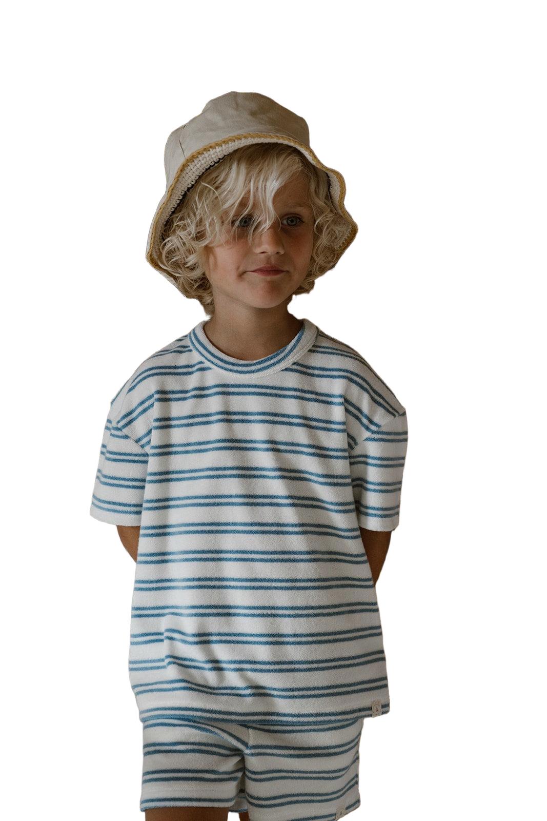 Navy Natural | Sem t-shirt bath Terry blue stripe