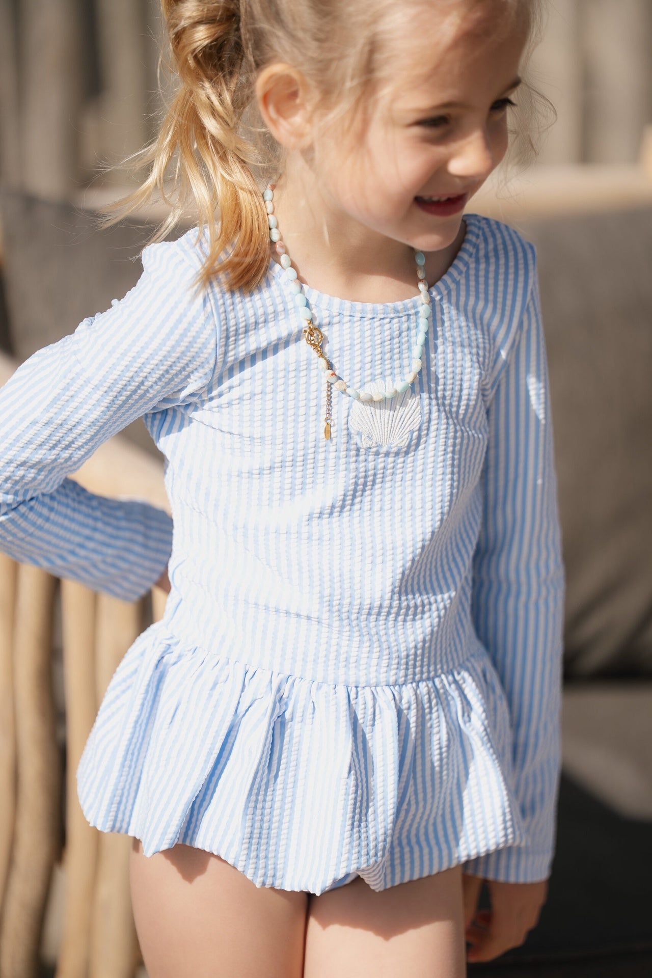 Navy Natural | Swimsuit blue stripe