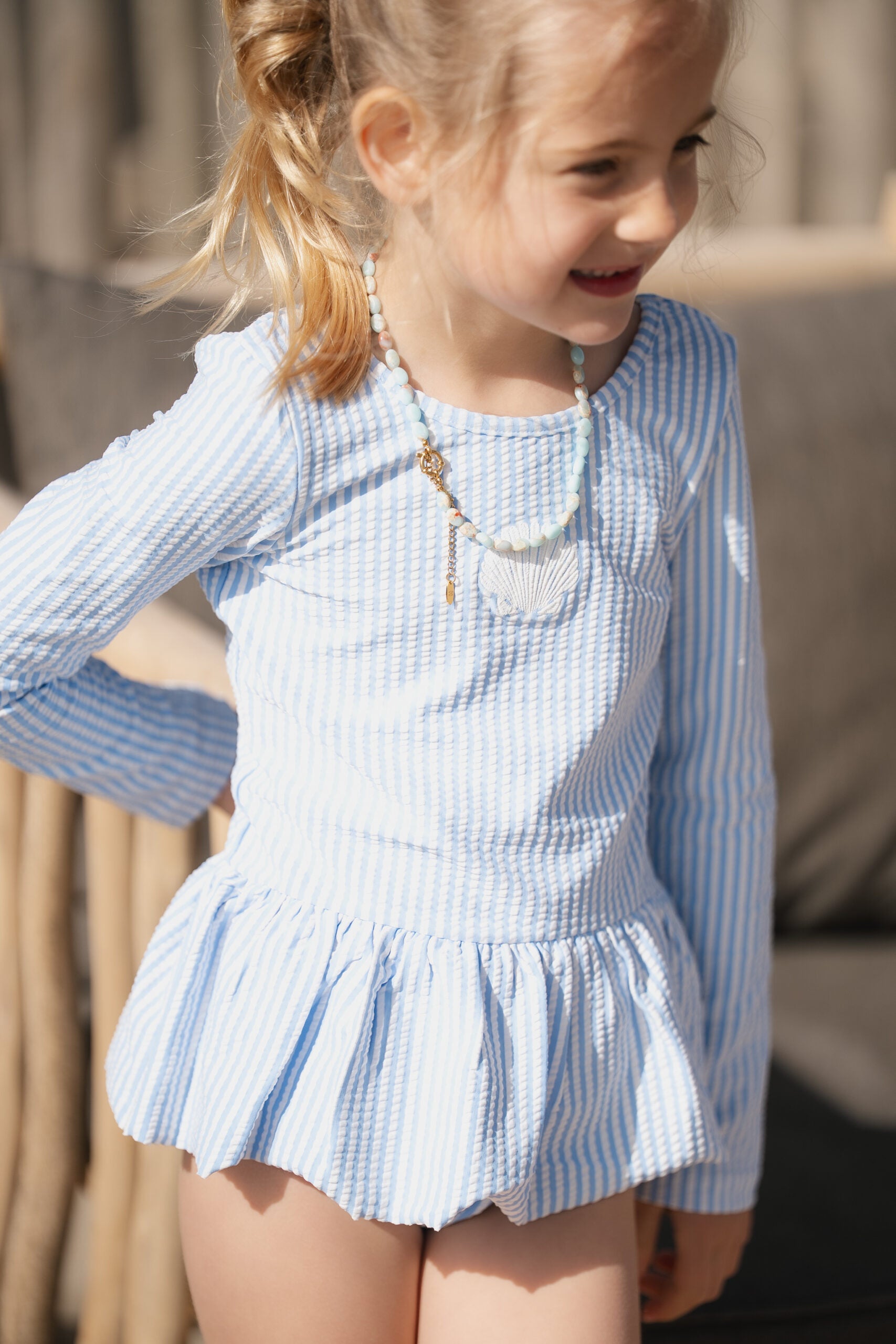 Navy Natural | Swimsuit blue stripe