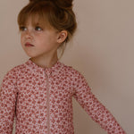 Navy natural | Swimsuit pink leopard flower