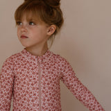 Navy natural | Swimsuit pink leopard flower