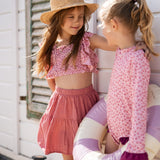 Navy natural | Swimsuit pink leopard flower