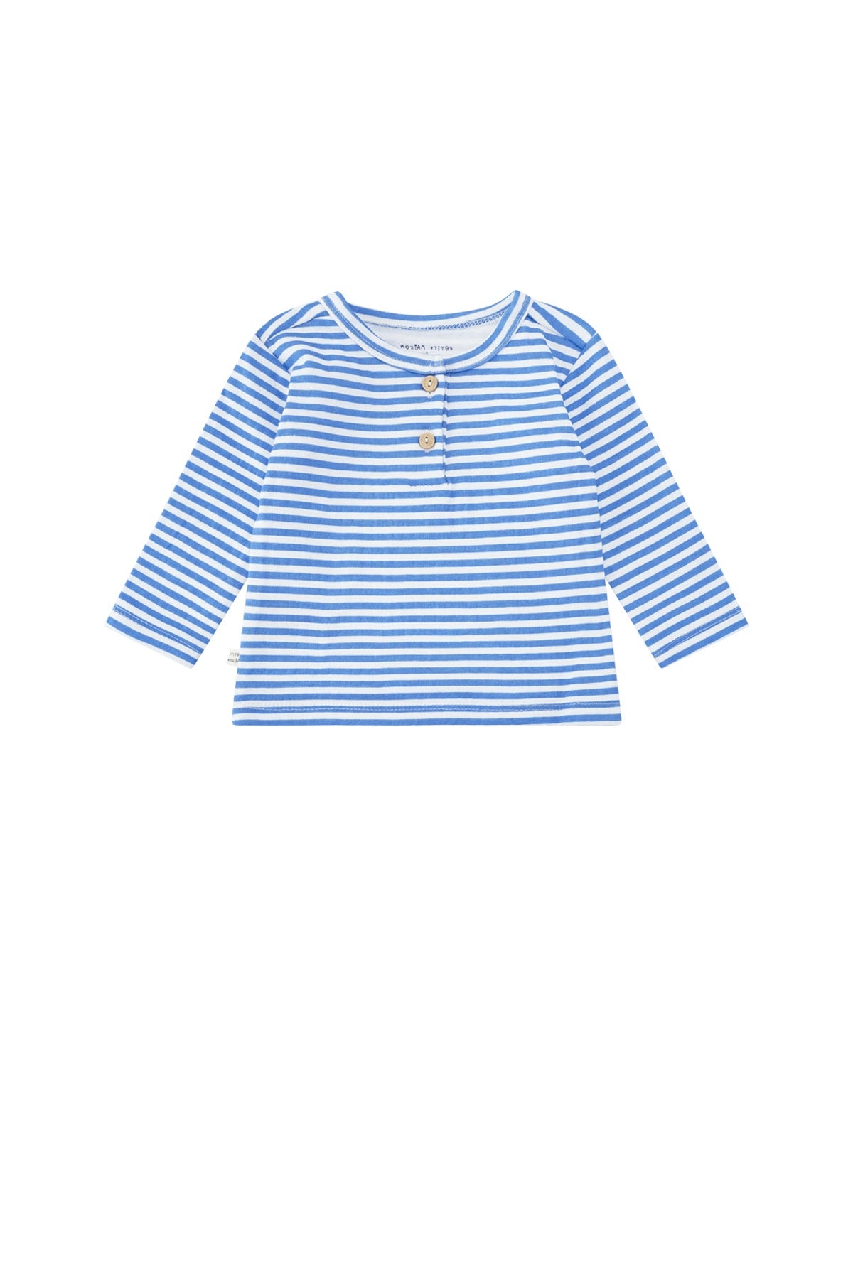 Petit Maison|Ko tshirt Longsleeve with placket|AOP Blue Stripe