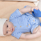 Petit Maison|Sem bodysuit s/sl double jersey | AOP Blue Stripes