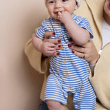 Petit Maison|Sem bodysuit s/sl double jersey | AOP Blue Stripes