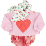 Piupiuchick Baby Sweatshirt lilac w/ red heart