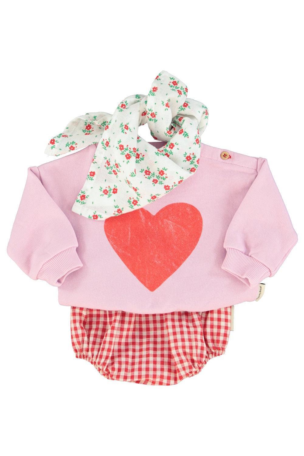Piupiuchick Baby Sweatshirt lilac w/ red heart