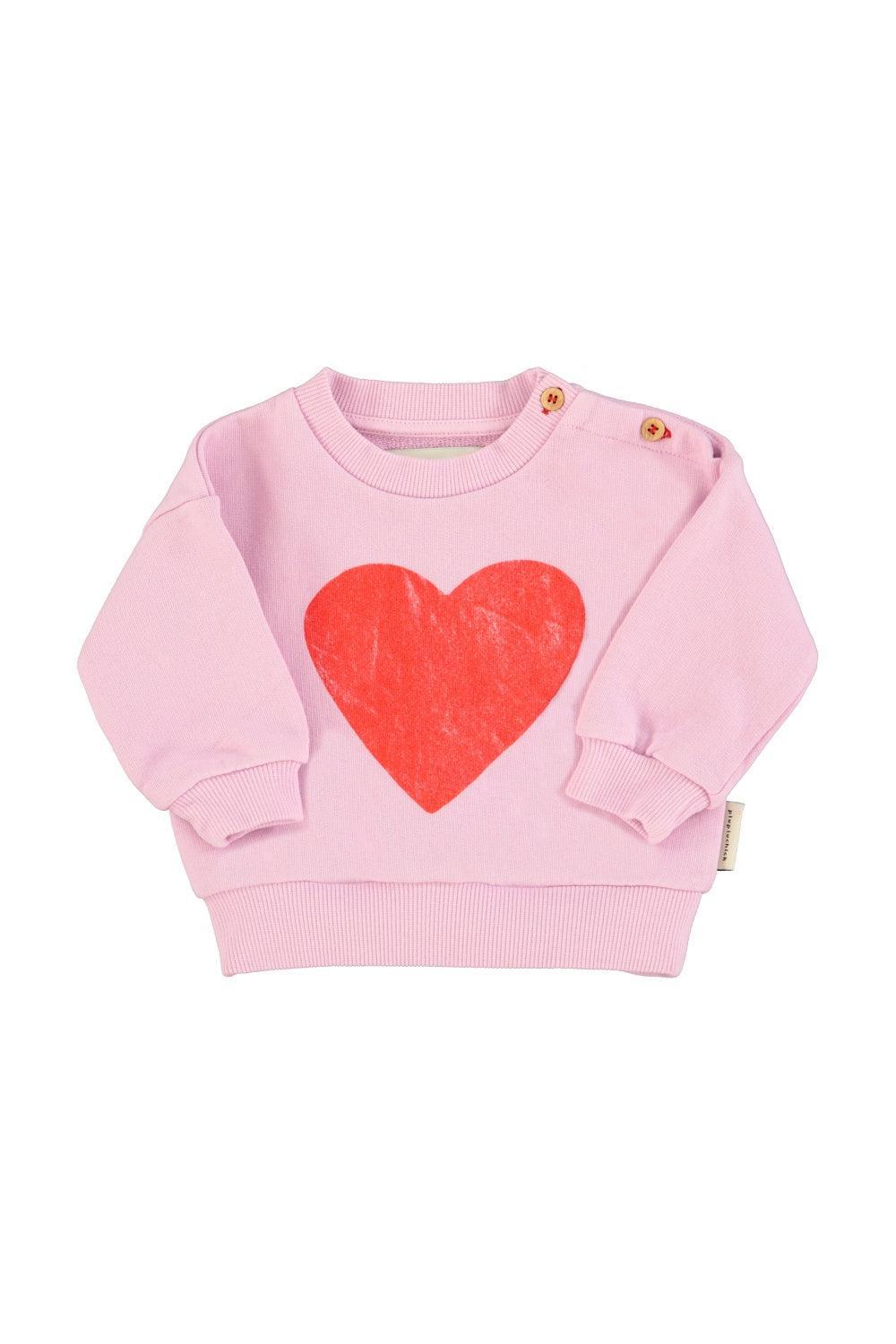 Piupiuchick Baby Sweatshirt lilac w/ red heart
