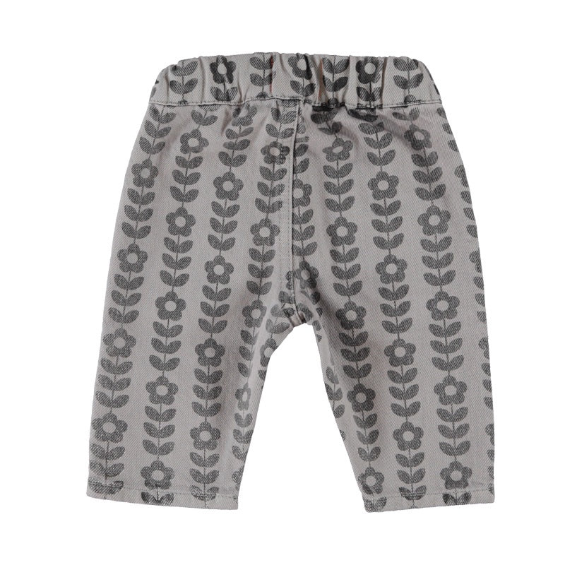 Piupiuchick | Baby trousers grey w/ black flowers