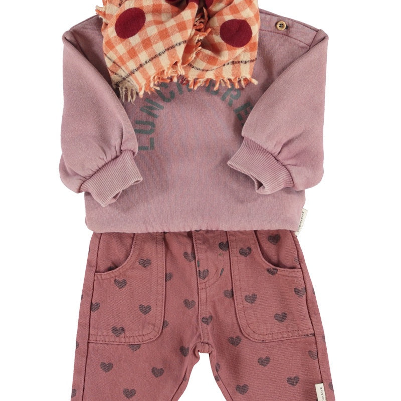 Piupiuchick | Baby trousers pink w/ black hearts