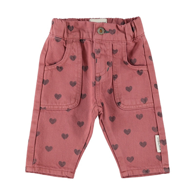 Piupiuchick | Baby trousers pink w/ black hearts