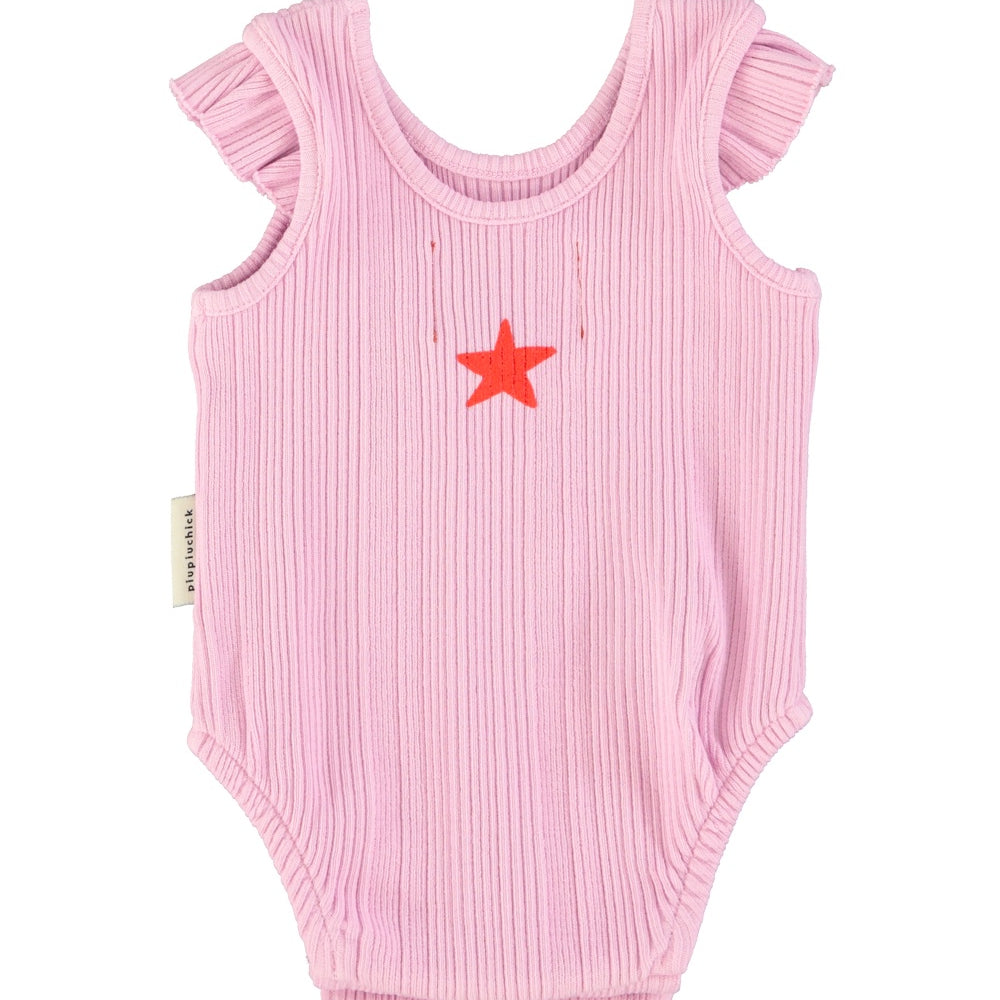 Piupiuchick Bodysuit lilac w/ heart print