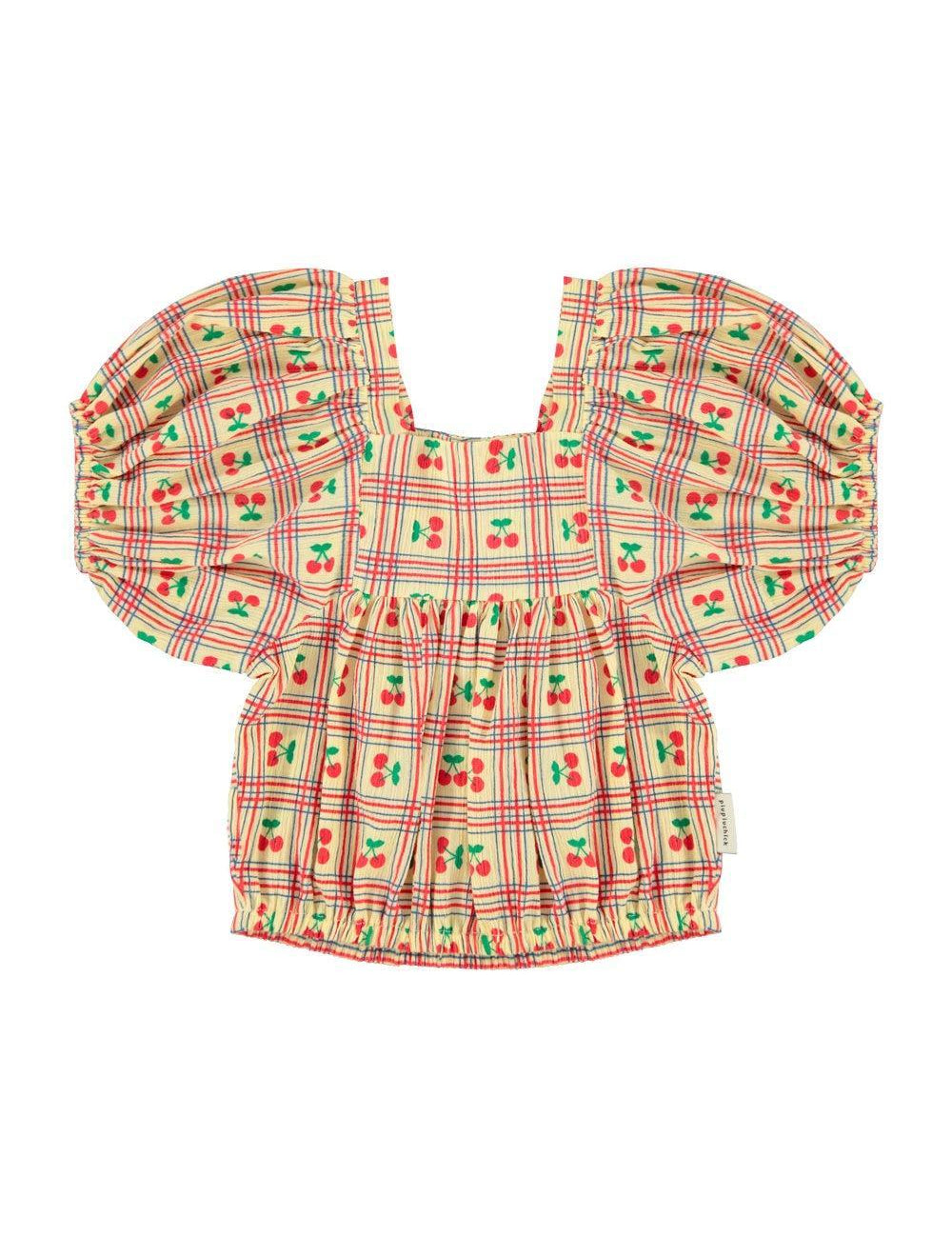 Piupiuchick Cropped blouse w/ cherries allover