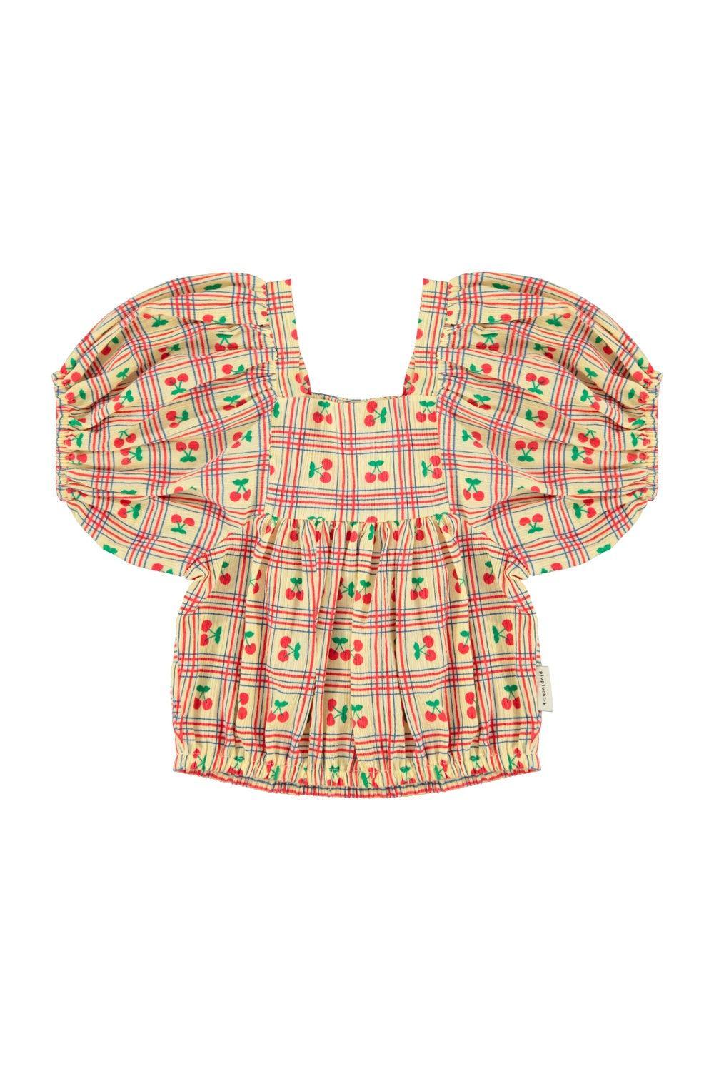 Piupiuchick Cropped blouse w/ cherries allover