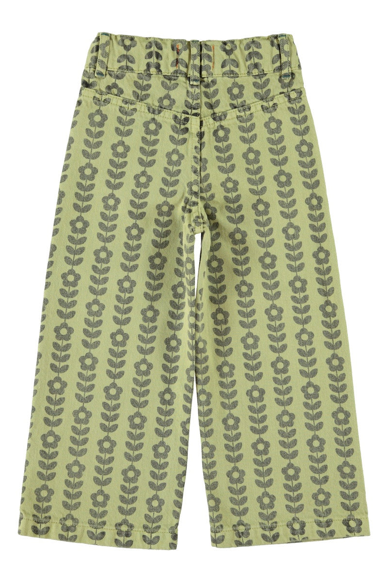 Piupiuchick | Flare trousers green w/ black flowers