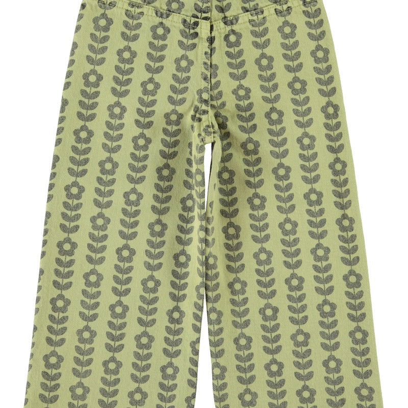 Piupiuchick | Flare trousers green w/ black flowers