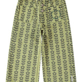 Piupiuchick | Flare trousers green w/ black flowers