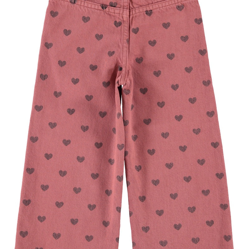 Piupiuchick | Flare trousers pink w/ black hearts