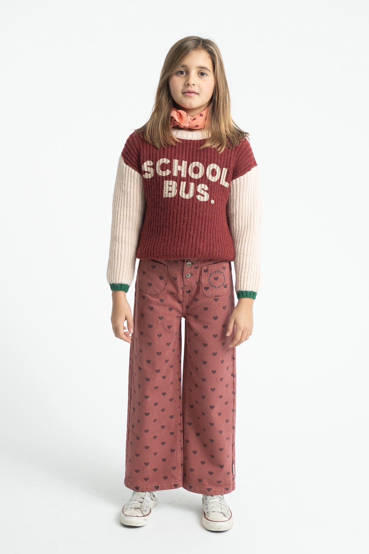 Piupiuchick | Flare trousers pink w/ black hearts