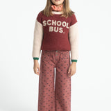 Piupiuchick | Flare trousers pink w/ black hearts