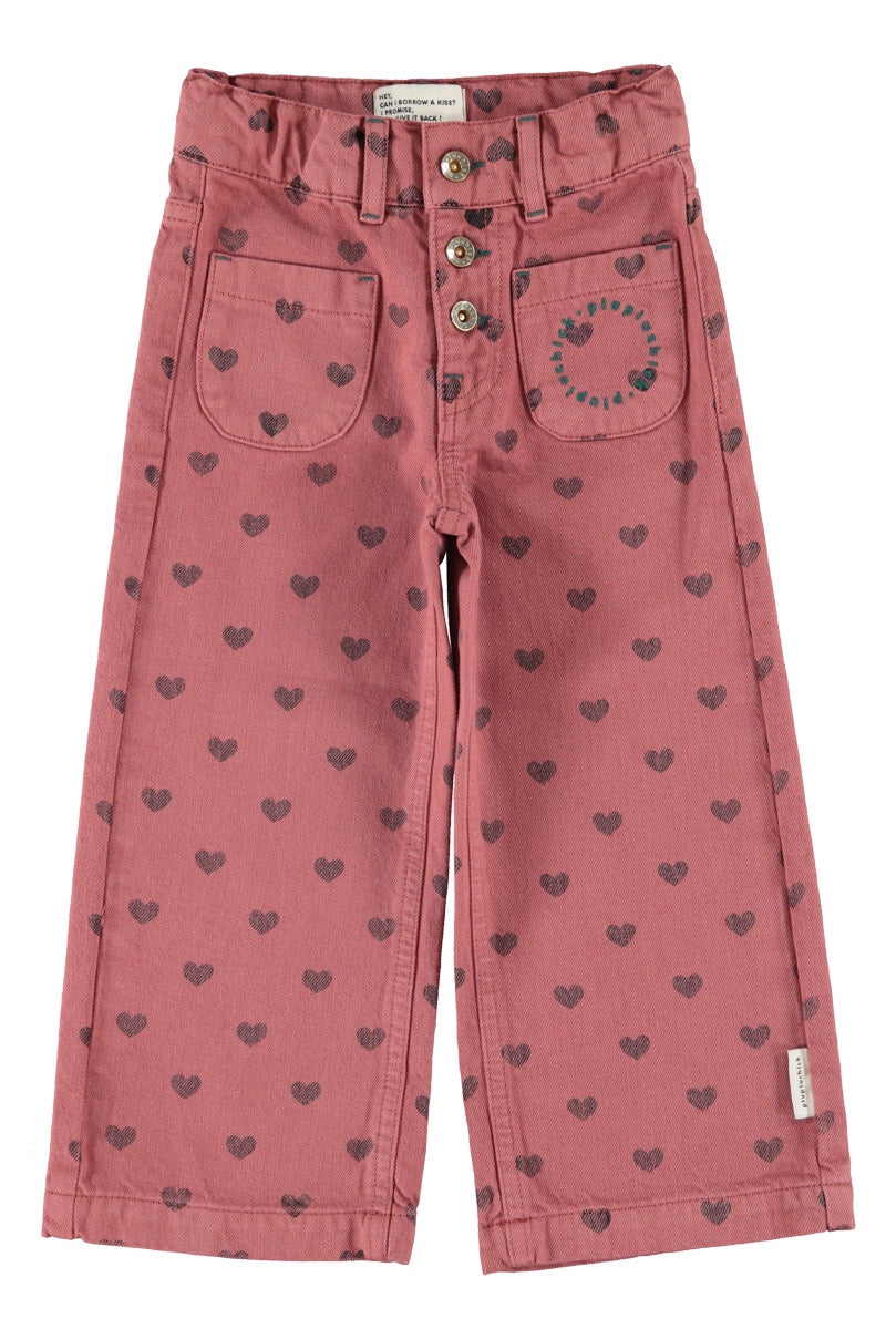 Piupiuchick | Flare trousers pink w/ black hearts