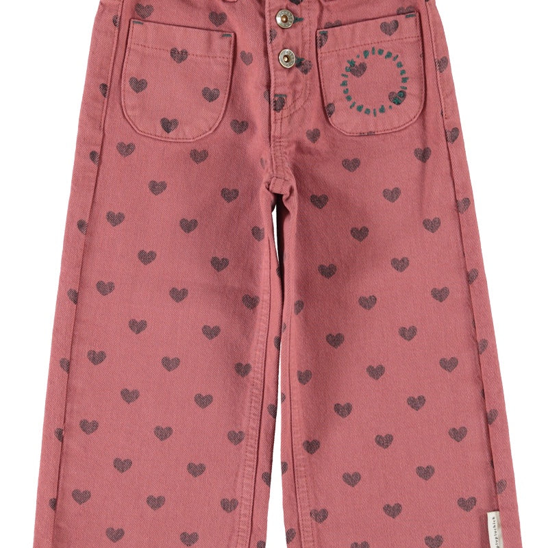 Piupiuchick | Flare trousers pink w/ black hearts