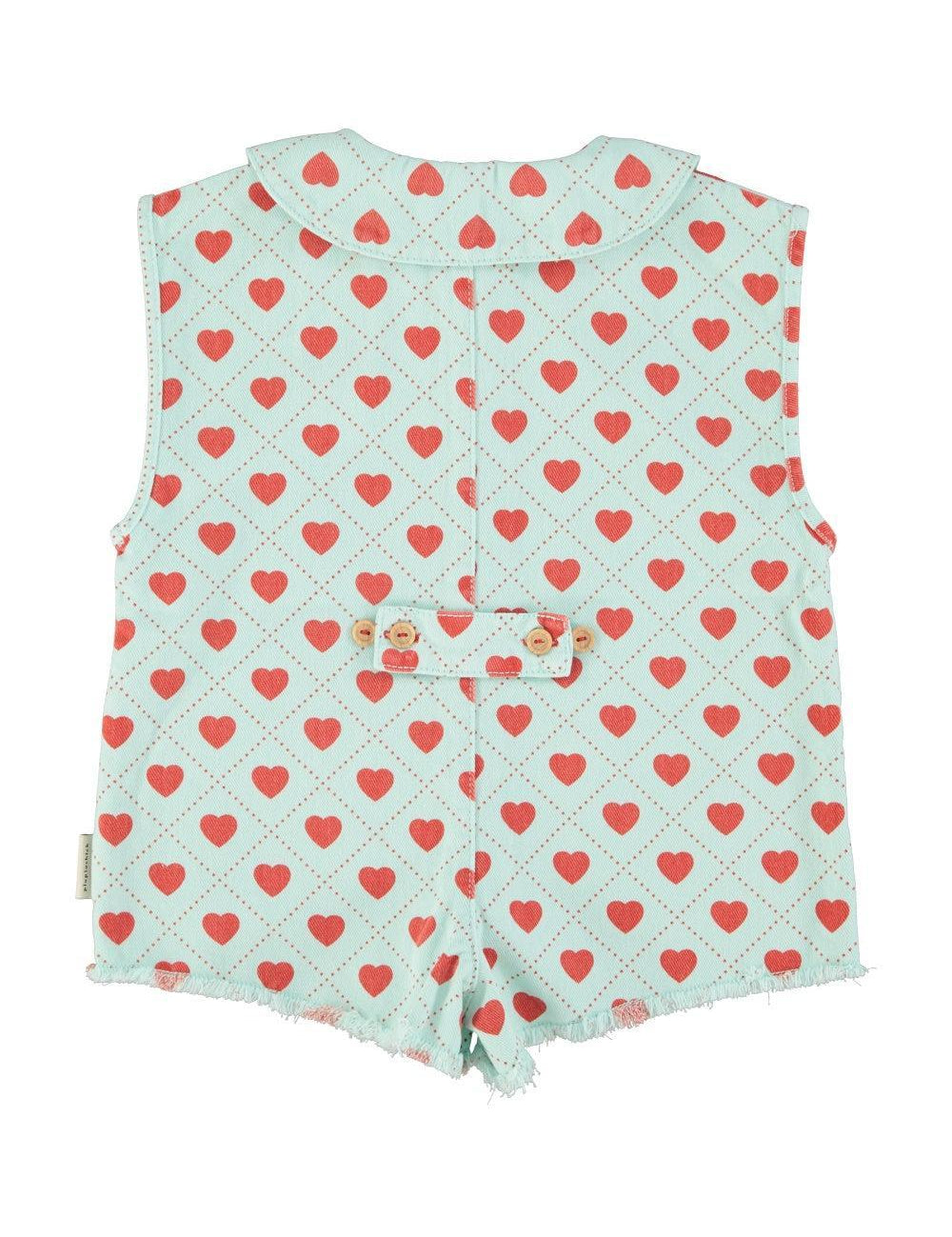 Piupiuchick Jumpsuit lightblue w/ hearts