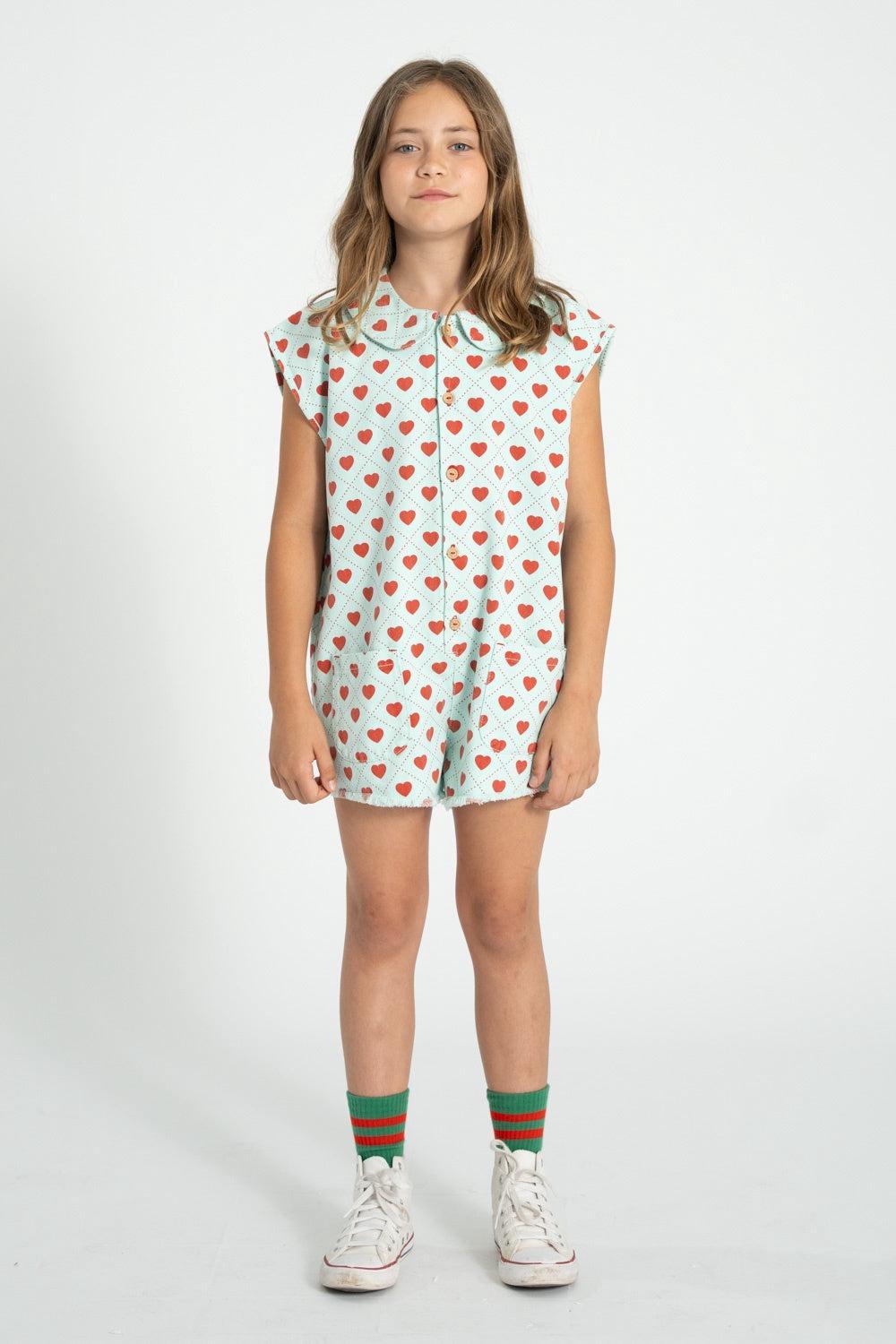 Piupiuchick Jumpsuit lightblue w/ hearts