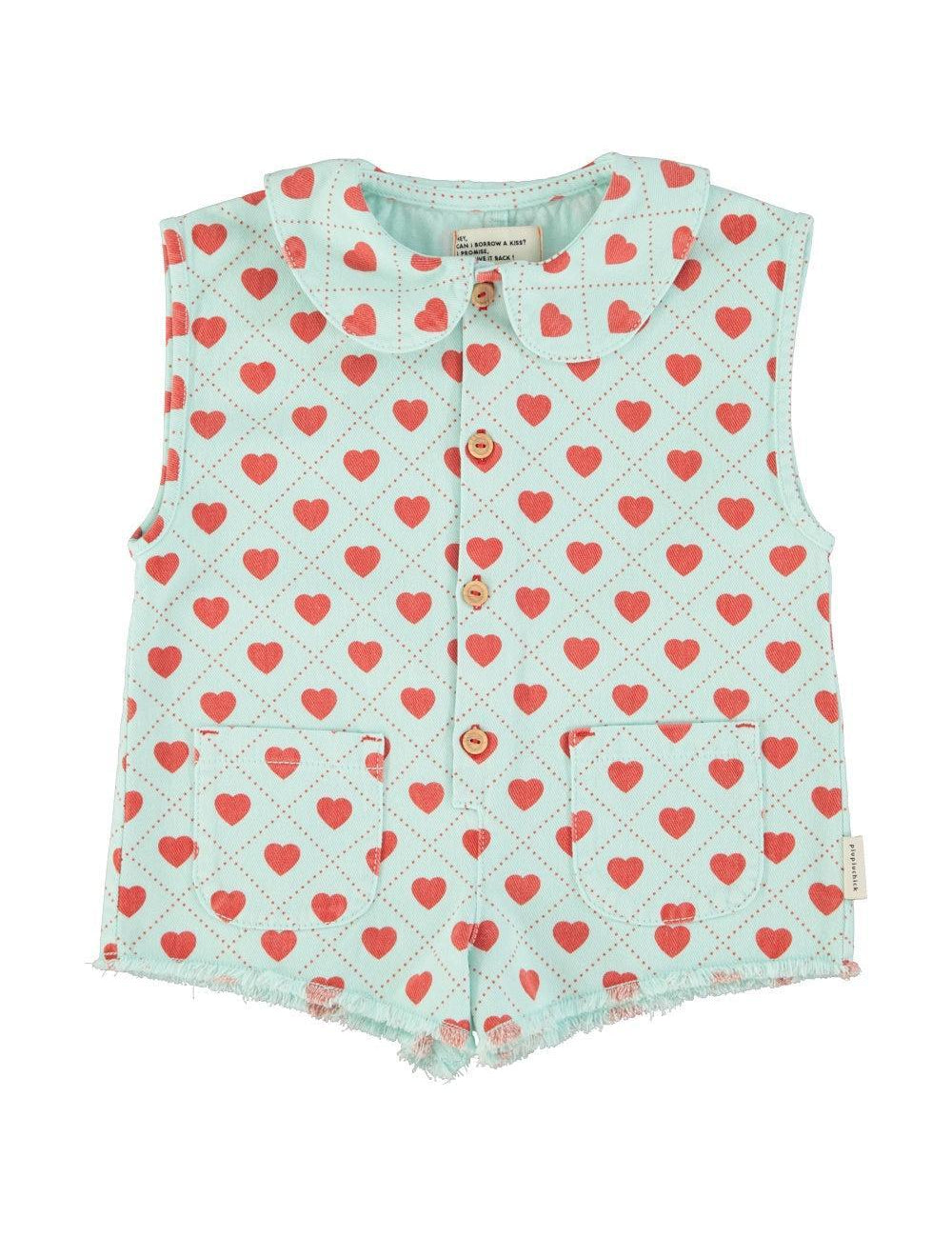 Piupiuchick Jumpsuit lightblue w/ hearts