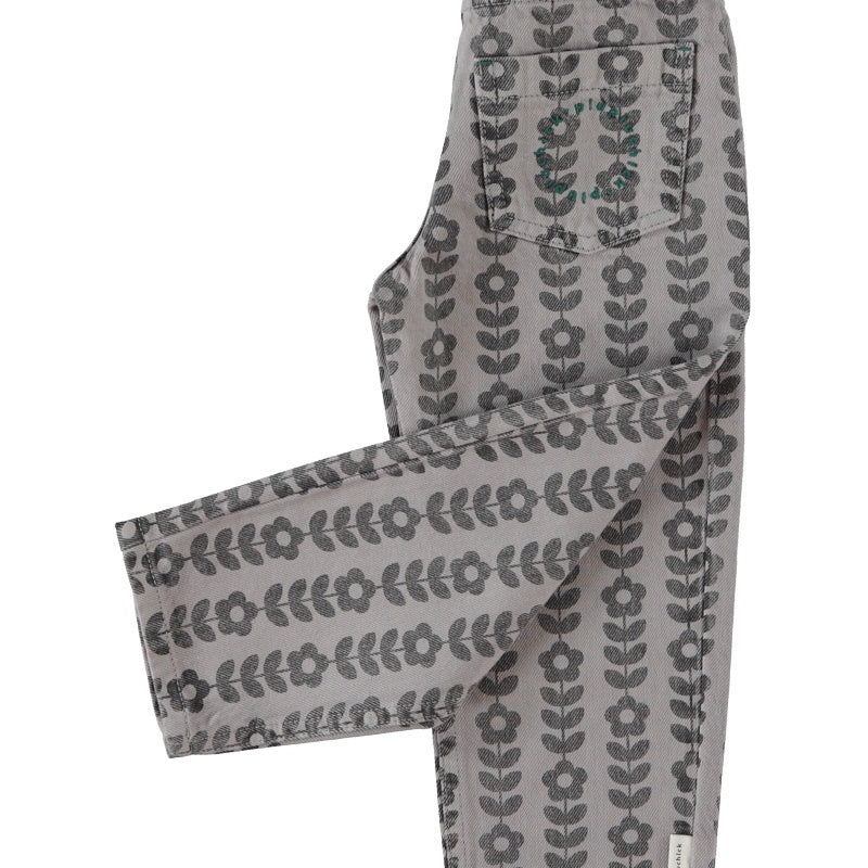 Piupiuchick | Mom fit trousers grey w/ black flowers