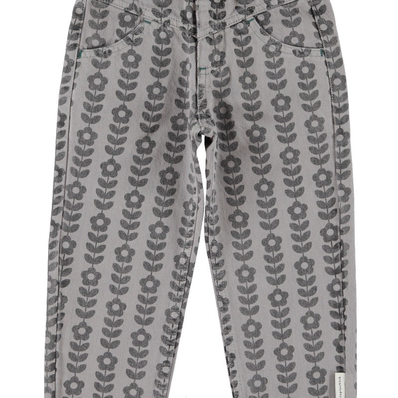 Piupiuchick | Mom fit trousers grey w/ black flowers
