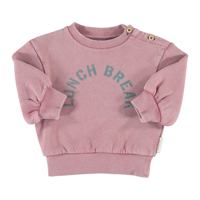 Piupiuchick | Oversized sweatshirt pink w/ "lunch break" print