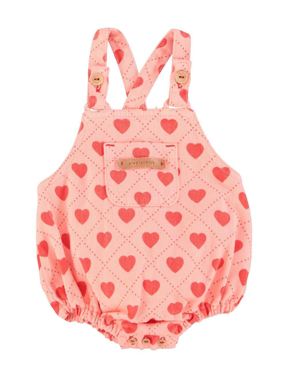 Piupiuchick Romper pink w/ red hearts