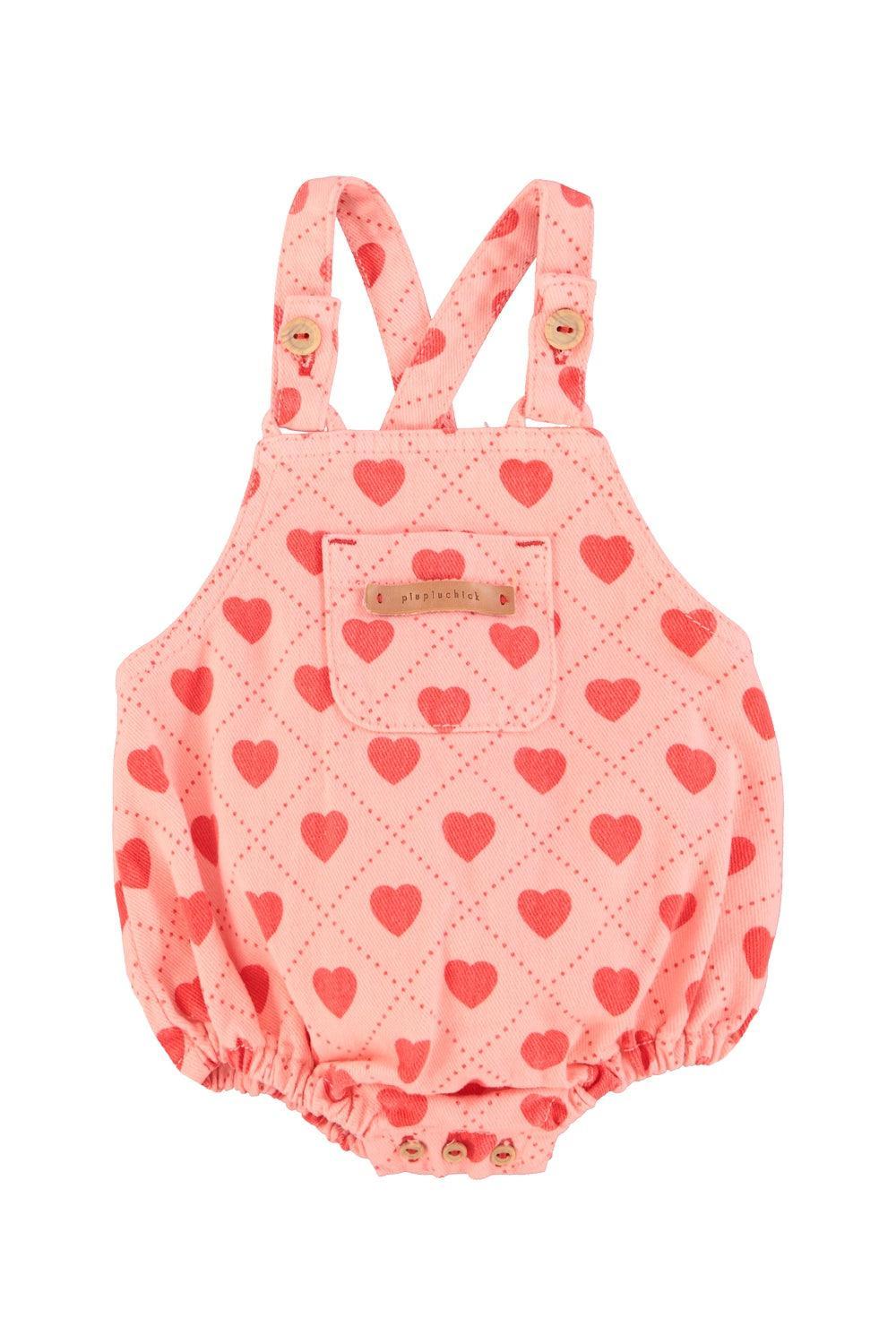 Piupiuchick Romper pink w/ red hearts