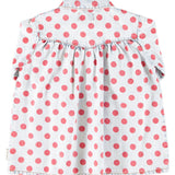 Piupiuchick | Short dress light blue denim w/ red dots