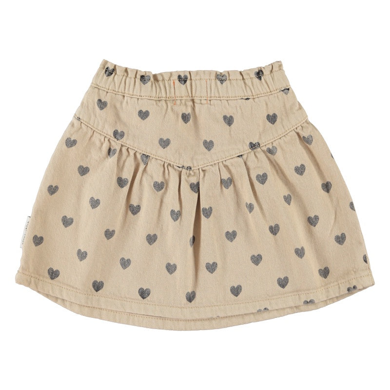 Piupiuchick | Short skirt beige w/ black hearts