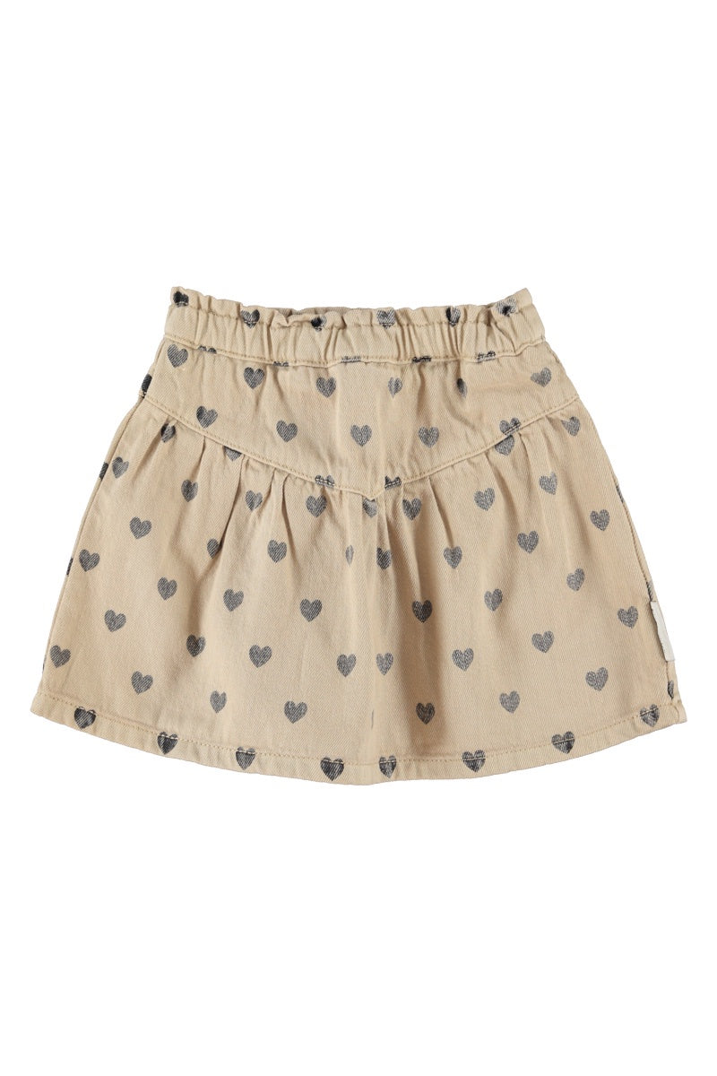Piupiuchick | Short skirt beige w/ black hearts