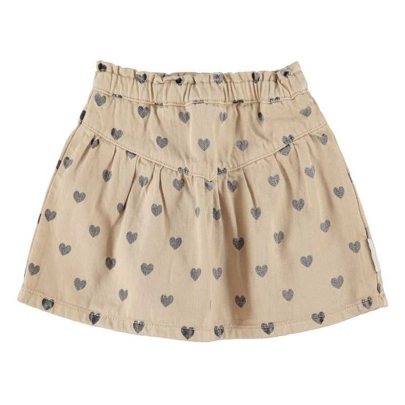 Piupiuchick | Short skirt beige w/ black hearts