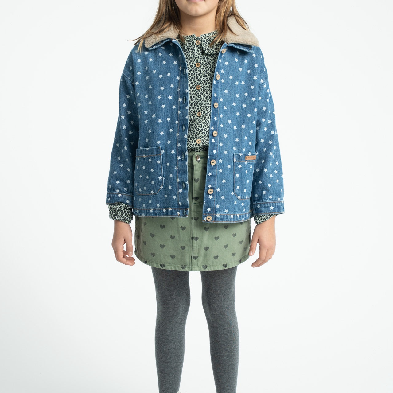 Piupiuchick | Short skirt olive green w/ black hearts