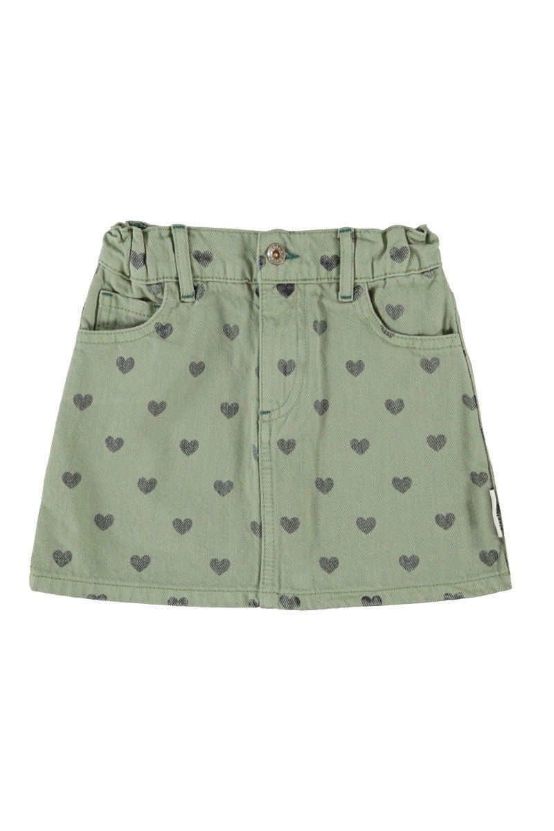 Piupiuchick | Short skirt olive green w/ black hearts