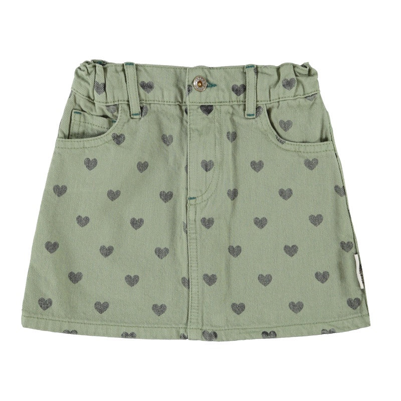 Piupiuchick | Short skirt olive green w/ black hearts