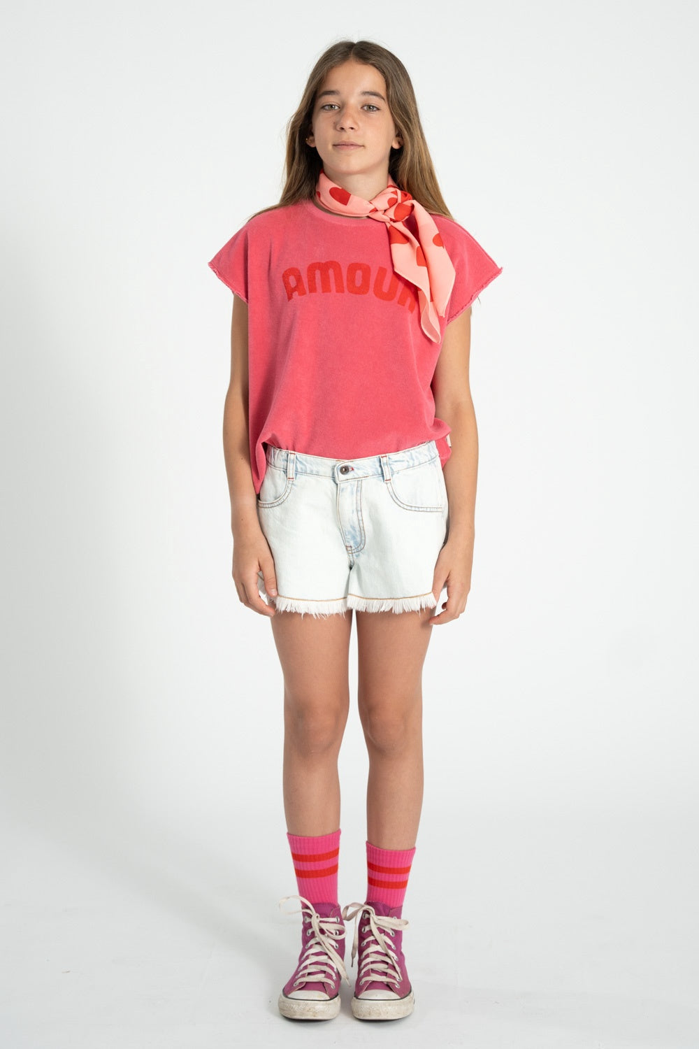 Piupiuchick | Shorts w/ fringes washed light denim
