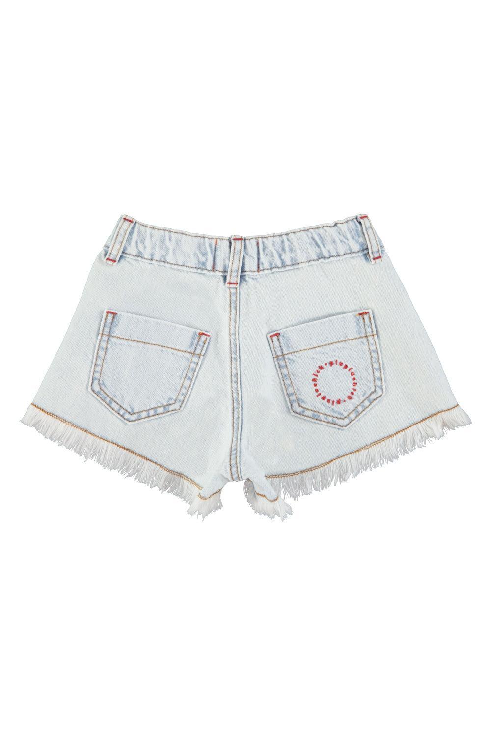 Piupiuchick | Shorts w/ fringes washed light denim
